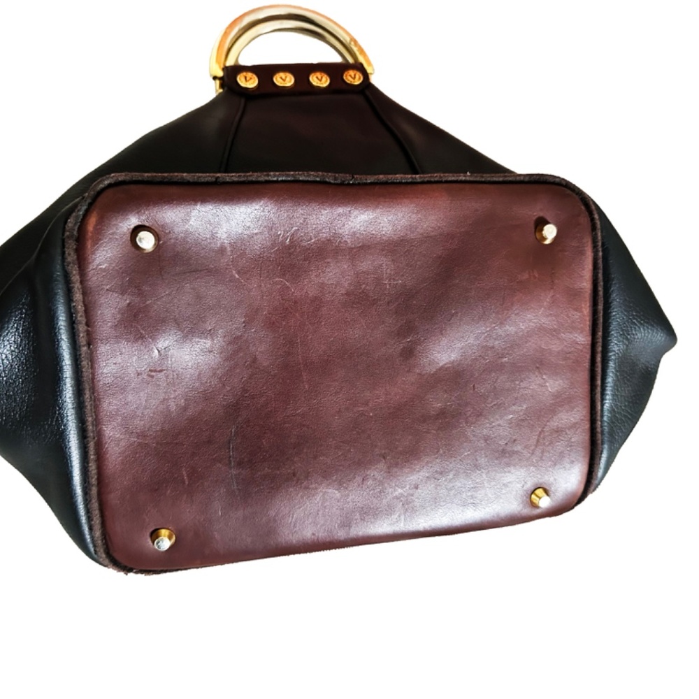 Valentina Italian Leather Top Handle Bag – Black & Brown – MADE IN ITALY. - Picture 7 of 11